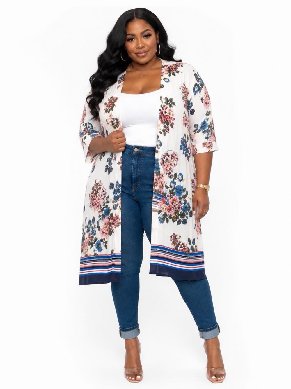 DR2 Floral Print Shirt - White, Pink, Green, Blue